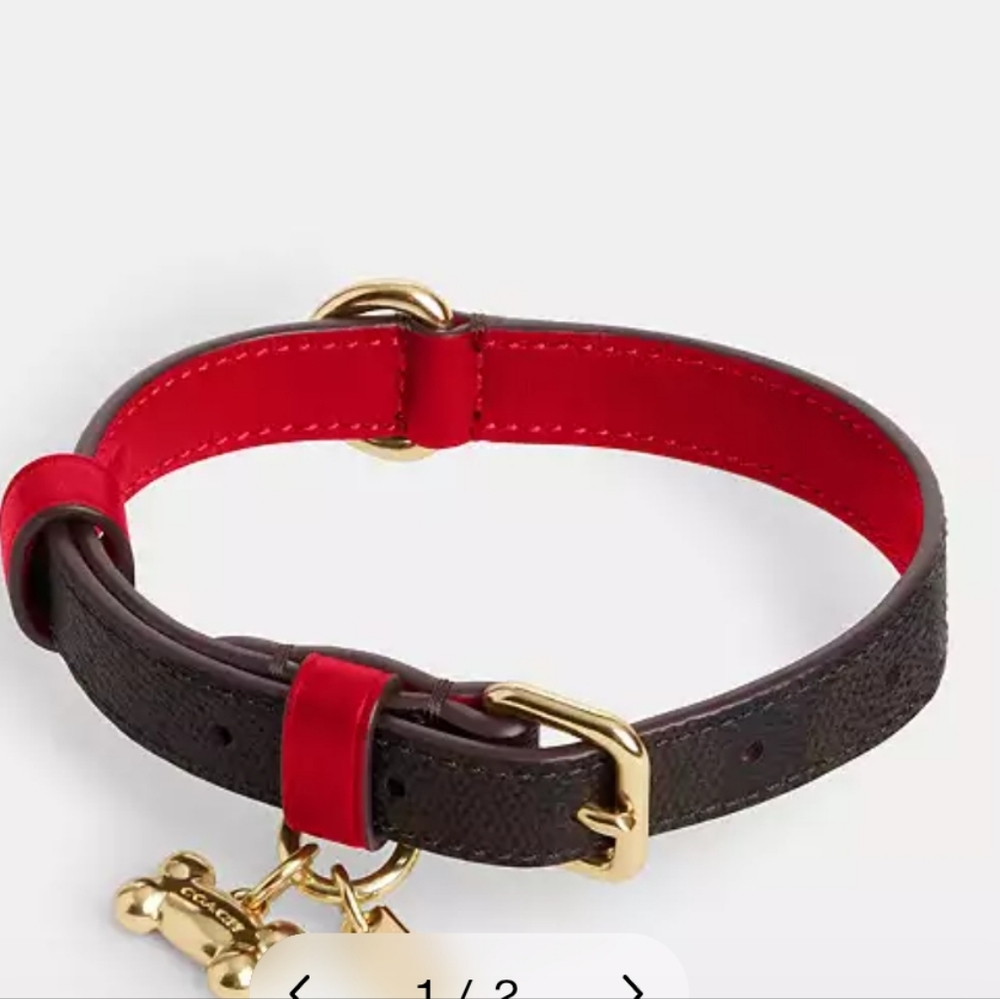Coach Red and Brown Dog Collar